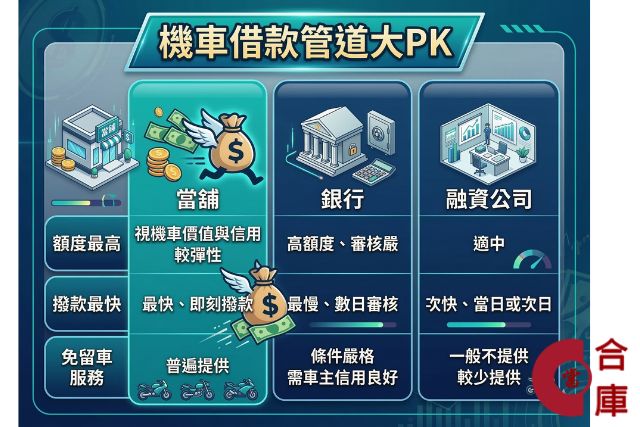 機車借款管道大PK：當舖、銀行與融資公司在額度、利息及撥款速度的完整比較