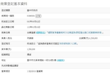 台中合庫當舖經濟部商業司商工登記